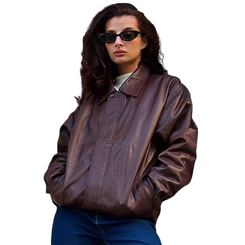 90's Oversized Brown Leather Jacket, Y2K Leather Jacket, Oversized